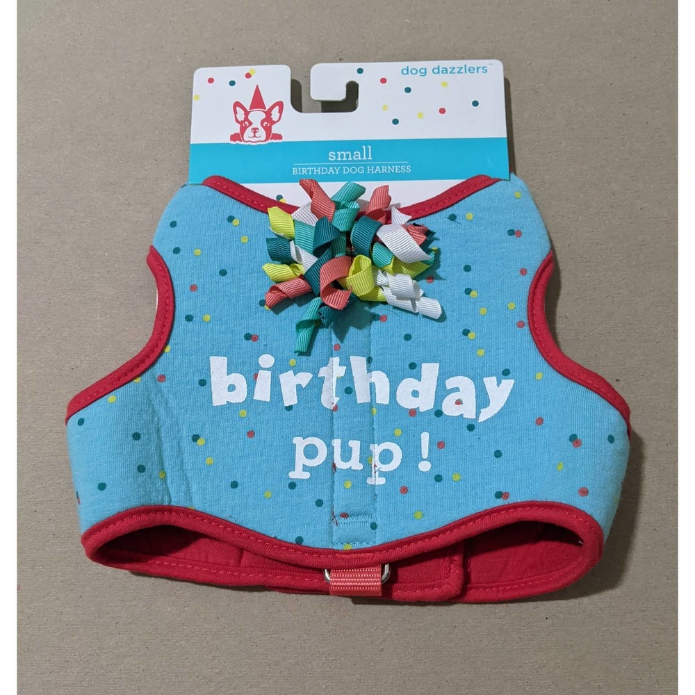 Sz S Small DOG DAZZLERS Aqua BIRTHDAY PUP Harness Puppy / Dog celebration